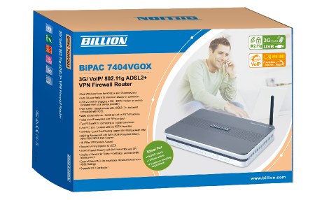 Billion BIPAC7404VGOX VoIP/Wireless/3G ADSL2+ Modem Router